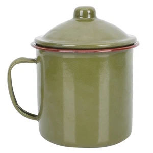 Taza de camping esmaltada al aire libre vajilla esmaltada verde militar tazas para beber - Imagen 1 de 12