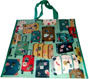 Reusable Tote Bag~19" X 18" X 8"~ BON VOYAGE/SUITCASES - Picture 1 of 1