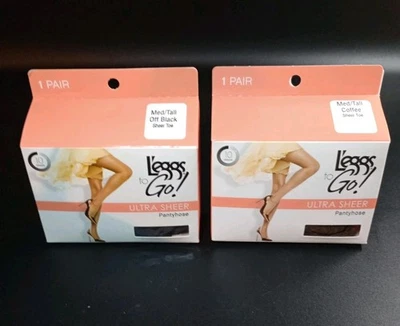 Nova meia-calça L'eggs To Go ultra transparente média/alta 5 café + 5 off preta 10 pares  - Imagem 1 de 4