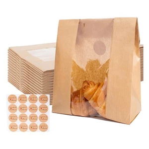 100 Packungen Brotaufbewahrungsbeutel Aus Papier mit Transparentem ,2562 - Afbeelding 1 van 6