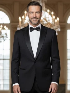 Loro Piana Savile Row 'Oscar' Zelander Mens 2pc Tuxedo Formal Suit 43L W36xL33 - Picture 1 of 18