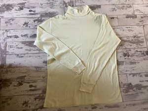 Sunspel Large Mens Vintage Long Sleeve Roll Neck Top Cotton Smart Casual Lemon - Picture 1 of 6