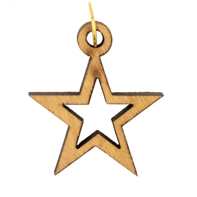 Pingente de madeira de oliveira da estrela de Belém Oriente Médio marrom buraco grande - Imagem 1 de 3