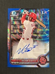 2022 Bowman Draft Victor Scott II 1st Bowman Blue Wave /150 Auto CDA-VS