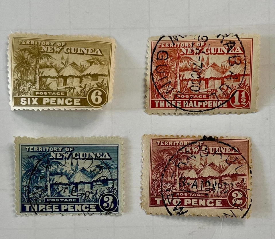 Estampillas postales cabaña vintage de Nueva Guinea Británica de 1925 #LA177 Foto 1 de 1