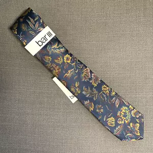 Bar III Men's Slim Skinny Neck Tie Navy Blue Multicolor Floral 2.5" Blade - Picture 1 of 3
