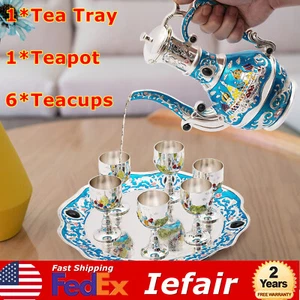 Vintage Caffettiera Tè,Artigianato Teiera Set Tazze,Set Servizio Tè per Tavola da Tè 6Tazze - Foto 1 di 16
