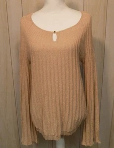 Apt 9 Women's Sweater Size L Long Sleeves Beige Gold Metallic NEW - Picture 1 of 8