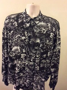 CAFE HAWAIIAN MEN CASUAL BUTTON DOWN SHIRT SIZE (1) BLK/GRAY/WHT MADE IN THE USA - Picture 1 of 9
