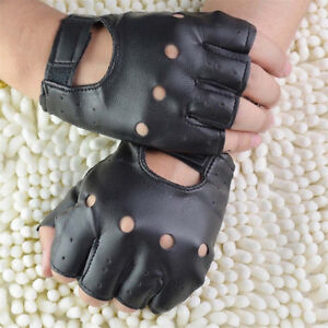 MENS LEATHER FINGERLESS DRIVING MOTORCYCLE BIKER GLOVES NEW ALL SIZES AU