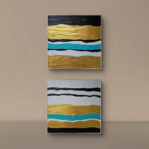 ☆ORIGINAL☆Bild 2st 40x40cm Abstrakte Kunst Strukturbild Acrylbild Handgemalt ☆☆☆ - Bild 1 von 8