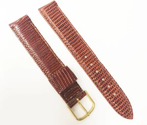 Regular 16mm Genuine Medium Brown Tone Leather Gold Buckle Watch Band - Picture 1 of 4
