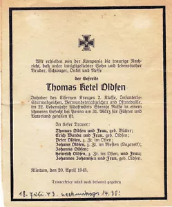 Deutschland, 1943, Vintage Trauerfeier Einladung - Bild 1 von 1