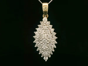 9ct Yellow & White Gold 1.5ct Diamond Cluster Pendant - Picture 1 of 13