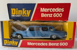 Vintage Dinky Toys #128 Mercedes Benz 600 Blue Limousine Original Box - Picture 1 of 23
