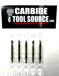 1/8" Dia x 1/4" LOC x 1-1/2" Double End 2 FL Carbide Ball End Mill 5-Pk USA C20 - Picture 1 of 1