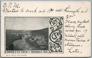 HINSDALE NH BIRDS EYE VIEW ANTIQUE POSTCARD - Picture 1 of 2