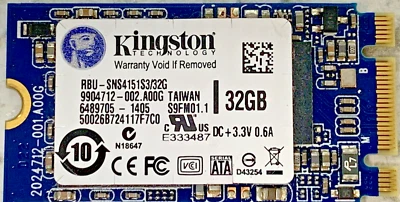 Kingston 32GB  SSD Acer Chromebook Hard Drive (RBU-SNS4151S3/32GD) - Used - Image 1 of 2