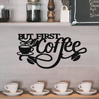 But First Coffee Sign, Black Metal Coffee Wall Art Decor, Hanging Coffee Bar Cup