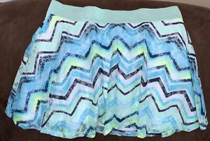 JUSTICE SKORT SIZE 16 SEAFOAM BLUE CHEVRON LACE FLOWY SUPER CUTE!! - Picture 1 of 3