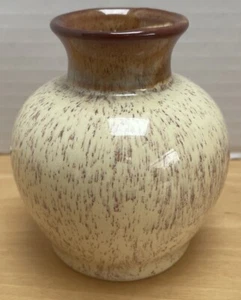 Vintage Prinknash Pottery Glazed Brown Flecked Small Stem Bud Vase - 10cm Tall - Picture 1 of 12