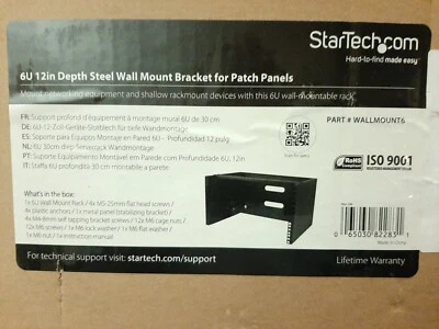 StarTech.com  6U 12 Inch Steel Wall Mount Bracket For Patch Panels NEW - Image 1 of 4