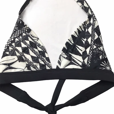 Patagonia Women Swimsuit Top Bikini Triangle Top Black White Geometric Triangle - Image 1 of 4