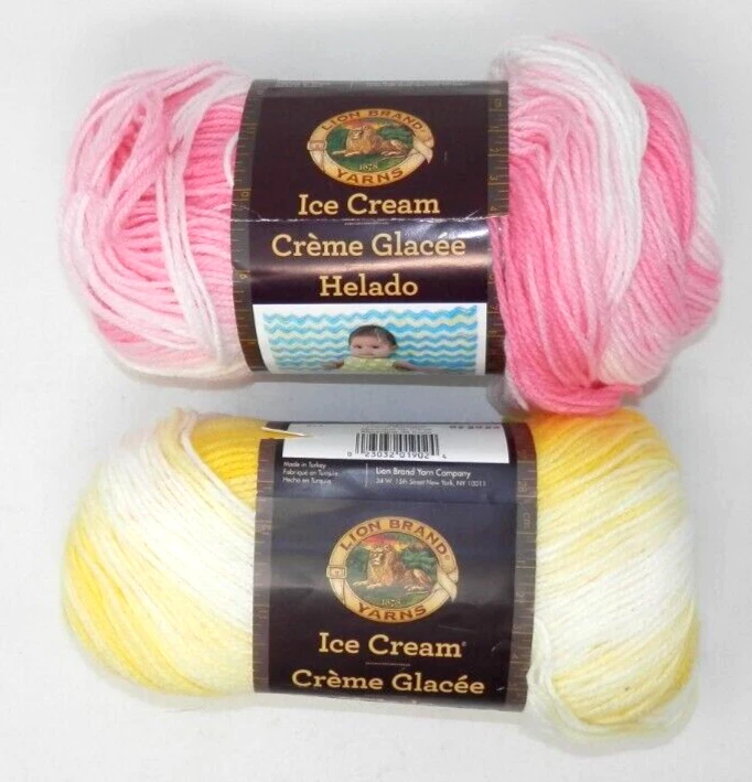 Lion BRAND Yarn 923-211 Ice Cream Yarn Lemon Meringue Deal 5 Skeins