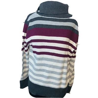 Suéter suéter de cuello alto de algodón tejido con cable Eddie Bauer para mujer talla L Foto 1 de 4