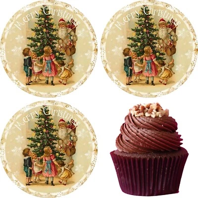 Weihnachten Nostalgie Tortenaufleger essbar Muffin Deko Weihnachtsmann Kekse neu - Bild 1 von 4
