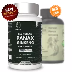 Red Korean Panax Ginseng Capsules Strength Extract 60 1000mg Extra High Non-Gmo - Picture 1 of 8