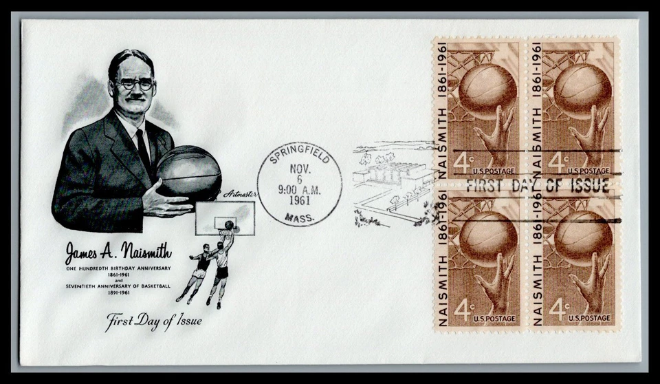 US FDC # 1189 4c Basketball block Artmaster  1961, 9K915 - Image 1 of 1