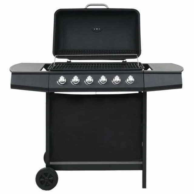 vidaXL Barbecue Griglia a Gas con 6 Zone - 112x54x98cm - Nero