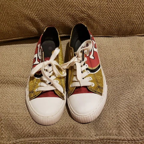 FOCO brand San Francisco 49ers glitter low top shoes woman's size 9 Cover