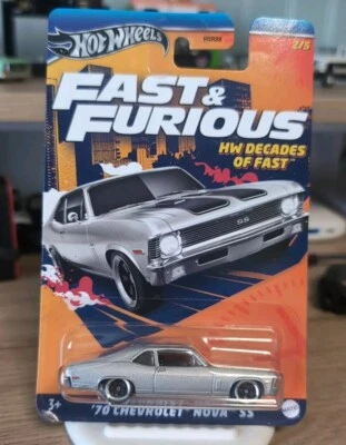 2023 Hot Wheels Fast & Furious HW Decades Of Fast 2/5 '70 CHEVROLET NOVA SS Gray - Image 1 of 4