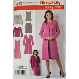 Vestido Simplicity 2552 Patrón Misses Top Falda Abrigo Cárdigan Talla 14-22 Sin Cortar - Imagen 1 de 3
