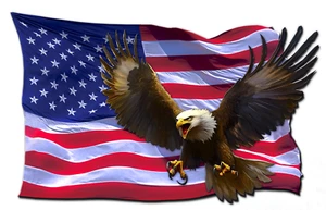 Red White and Blue American flag eagle decal - Picture 1 of 10