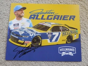 Tarjeta postal 8x10 firmada por Justin Allgaier 2023 NASCAR Racing Hellman's Hero - Imagen 1 de 2