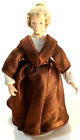 Artisan 1:12 Scale Porcelain Dollhouse Woman in Brown Dress - OOAK