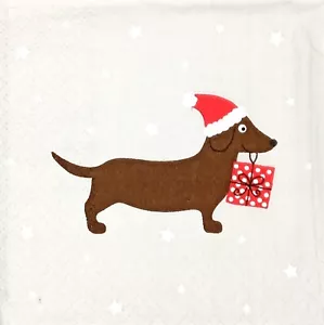 Z176# 3 servilletas de papel pequeñas individuales para decoupage Navidad Dachshund perro - Imagen 1 de 12