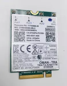 Tarjeta Dell Latitude 5420 5424 7424 T77W968 DW5821e Snapdragon X20 LTE 4G - 7D4P4 - Imagen 1 de 1