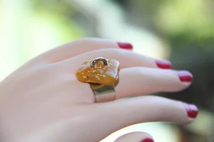 Sterling Silver Butterscotch Amber Ring. Gorgeous - Picture 1 of 12