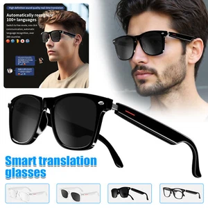 Wireless Smart Glasses Real-Time AI Translator Audio Stereo Sunglasses Headset - Picture 1 of 13