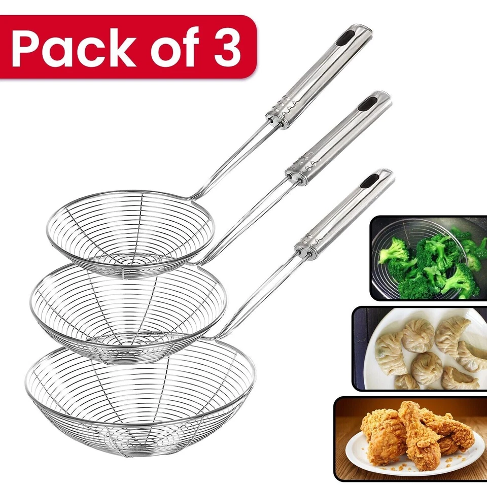 Skimmer, Oil Strainer, Stainless Steel, Ladle, Wire Skimmer Spoon, Spider Mesh - Image 1 of 4