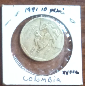 10 Peso Münze Kolumbien 1981 - Sammlerstück, in schöner Form und recht historisch!! - Bild 1 von 2