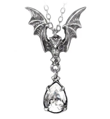 Alchemy Gothic La Nuit Vampire Bat Pewter Pendant Dangling Clear Crystal P600 - Image 1 of 4
