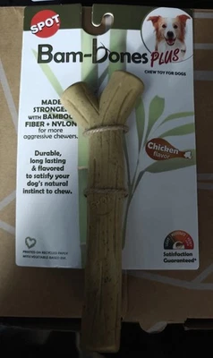 SPOT BAM BONES PLUS Rama de Árbol 6.5" Sabor POLLO Bambú Perro Masticable Juguete DURADERO! Foto 1 de 2