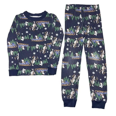 Disney Hanna Andersson Kids 6-7 Olaf + Sven Print Long John Organic Cotton Peru - Image 1 of 4