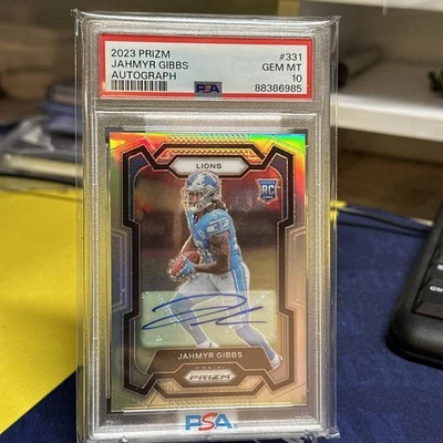 2023 Panini Prizm Silver Jahmyr Gibbs AUTO PSA 10 GEM ROOKIE Detroit Lions!  - Image 1 of 2