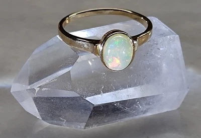 OPAL R ING GR. 21 ( ca. 66) 925/- SILBER, Vergoldet , Oval Cabochon 7x9 mm - Bild 1 von 4
